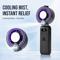 Bireafon FrostFlow™ 3-in-1 Handheld Cooling Fan with Cooling Plate, Fine Mist & 5-Speed Airflow