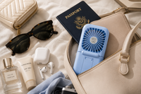 Bireafon AirGlow™ Foldable Mirror Fan – 3-in-1 Handheld, Desktop & Hanging Fan with Makeup Mirror