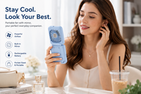 Bireafon AirGlow™ Foldable Mirror Fan – 3-in-1 Handheld, Desktop & Hanging Fan with Makeup Mirror